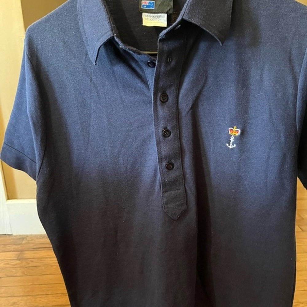 CLUBKNIT Vintage Polo Shirt Mens Navy Short Sleeve